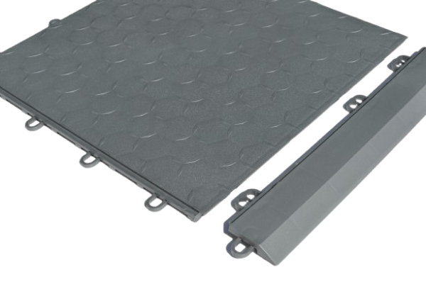 Dynotile Interlocking Garage Floor Tiles Platinum Grey Edge 1
