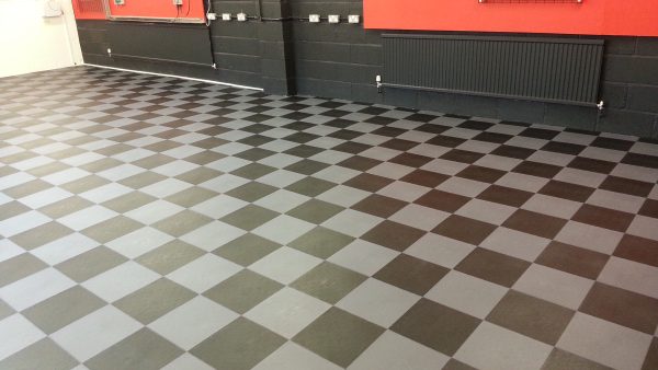 Obsidian Black & Platinum Grey garage floor tiles