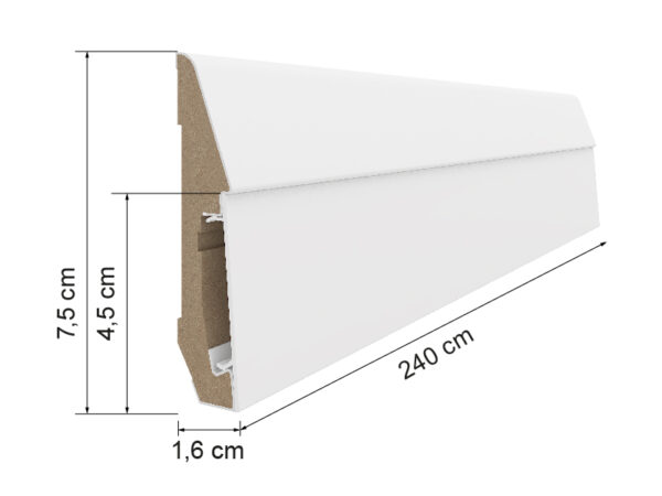 Estilo MDF 75mm E201 Skirting Trunking Wht 2.4m - Image 2